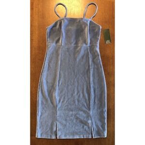 Wild Fable‎ Baby Blue Corduroy Mini Dress Double Slit Bodycon Stretch Small NEW